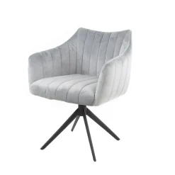 Draaibare Eetkamerstoel Velvet Cinema - Zilver Velours - Loft24.nl