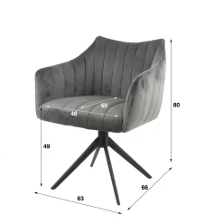 Draaibare Eetkamerstoel Velvet Cinema - Zilver Velours - Loft24.nl