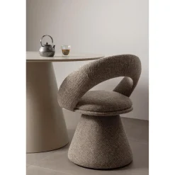 Draaibare Eetkamerstoel Winter Geweven stof - Naturel - Loft24.nl