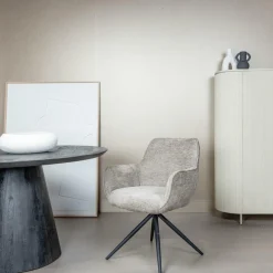 Draaibare Eetkanerstoel Fondo Chenille - Antraciet - Loft24.nl