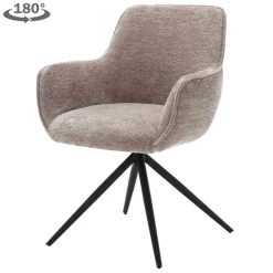 Draaibare Eetkanerstoel Fondo Chenille - Taupe - Loft24.nl