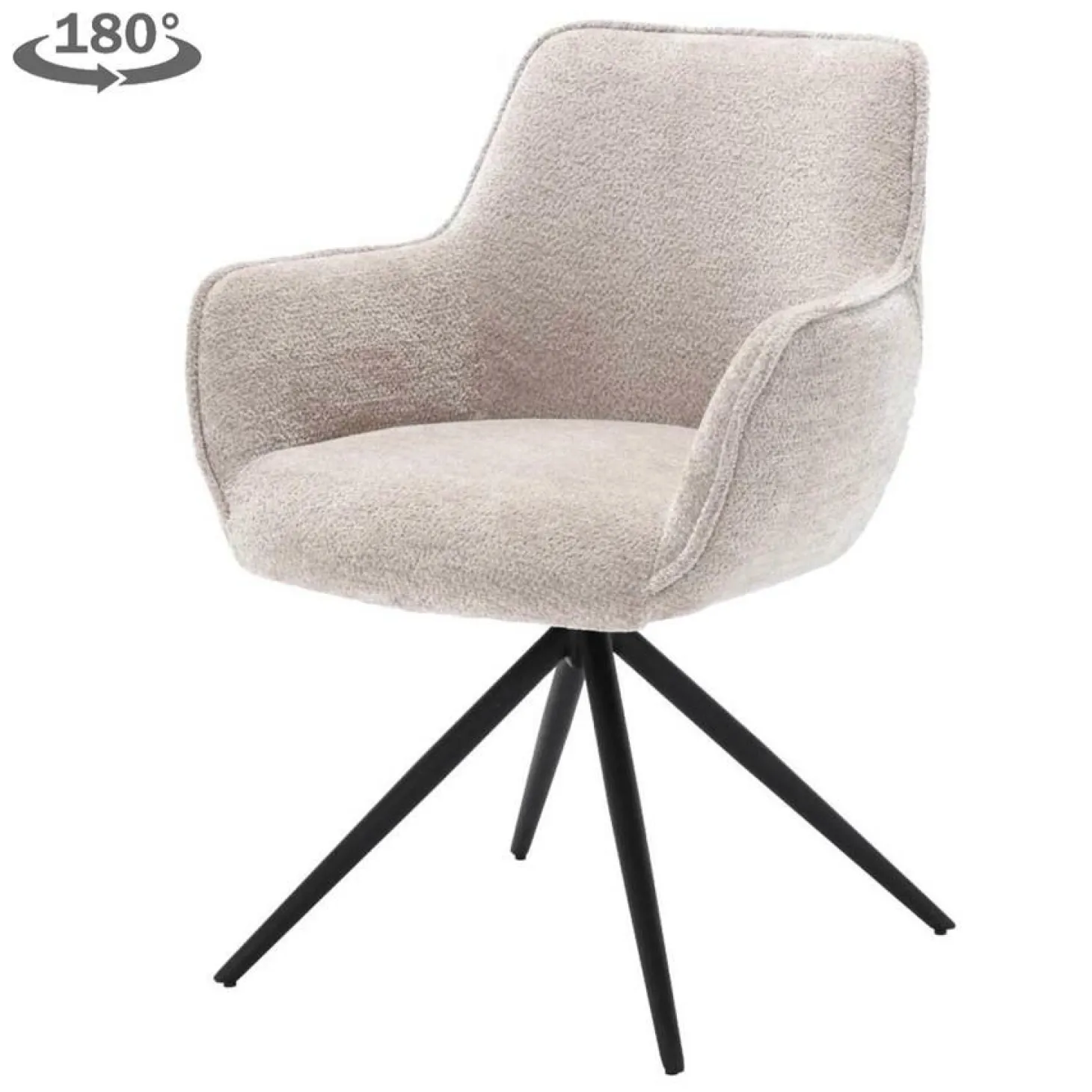 Draaibare Eetkanerstoel Fondo Chenille - Beige - Loft24.nl