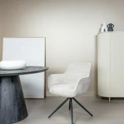 Draaibare Eetkanerstoel Fondo Chenille - Beige - Loft24.nl