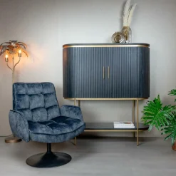 Draaibare Fauteuil Tropea Velvet - Donker grijs - Loft24.nl