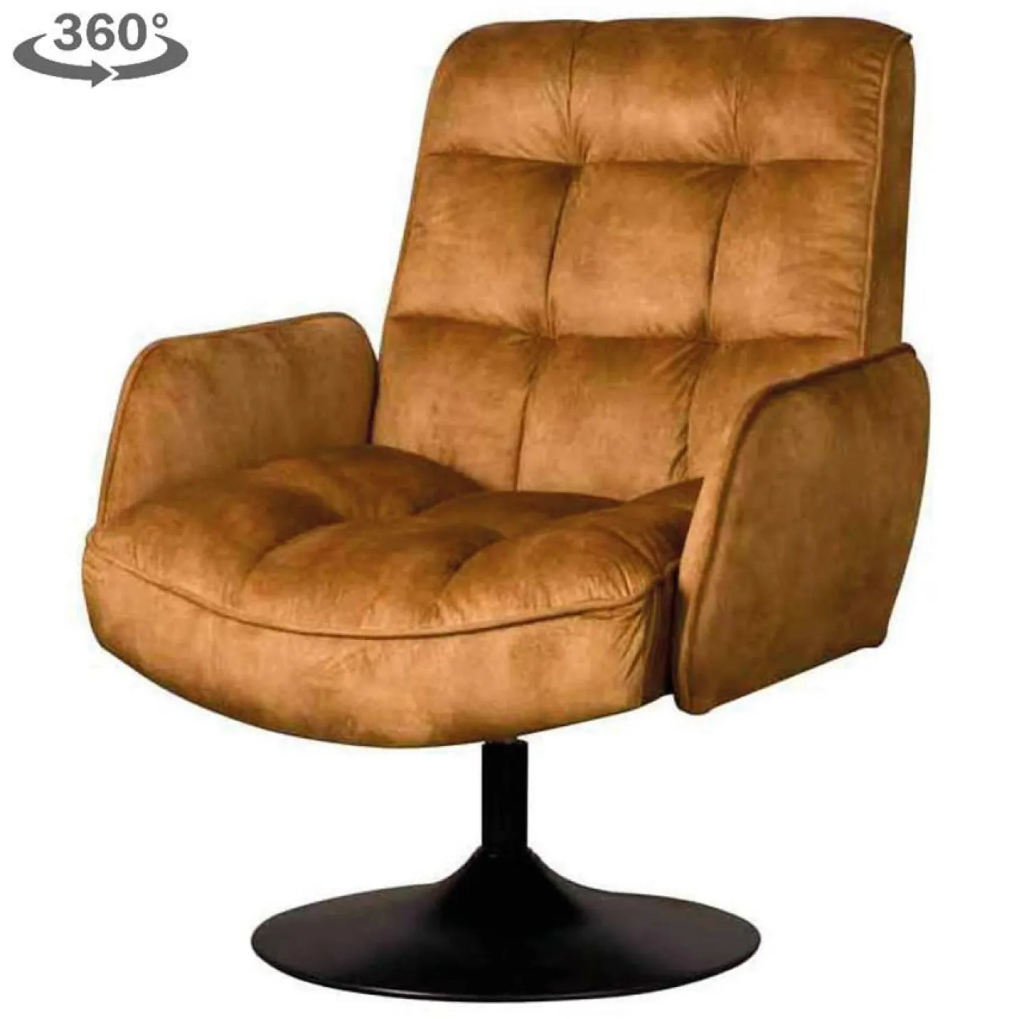 Draaibare Fauteuil Tropea Velvet - Geel - Loft24.nl
