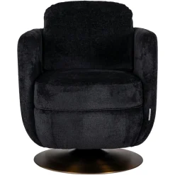 Draaibare Fauteuil Turner Chenille - Zwart - Loft24.nl