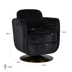 Draaibare Fauteuil Turner Chenille - Zwart - Loft24.nl
