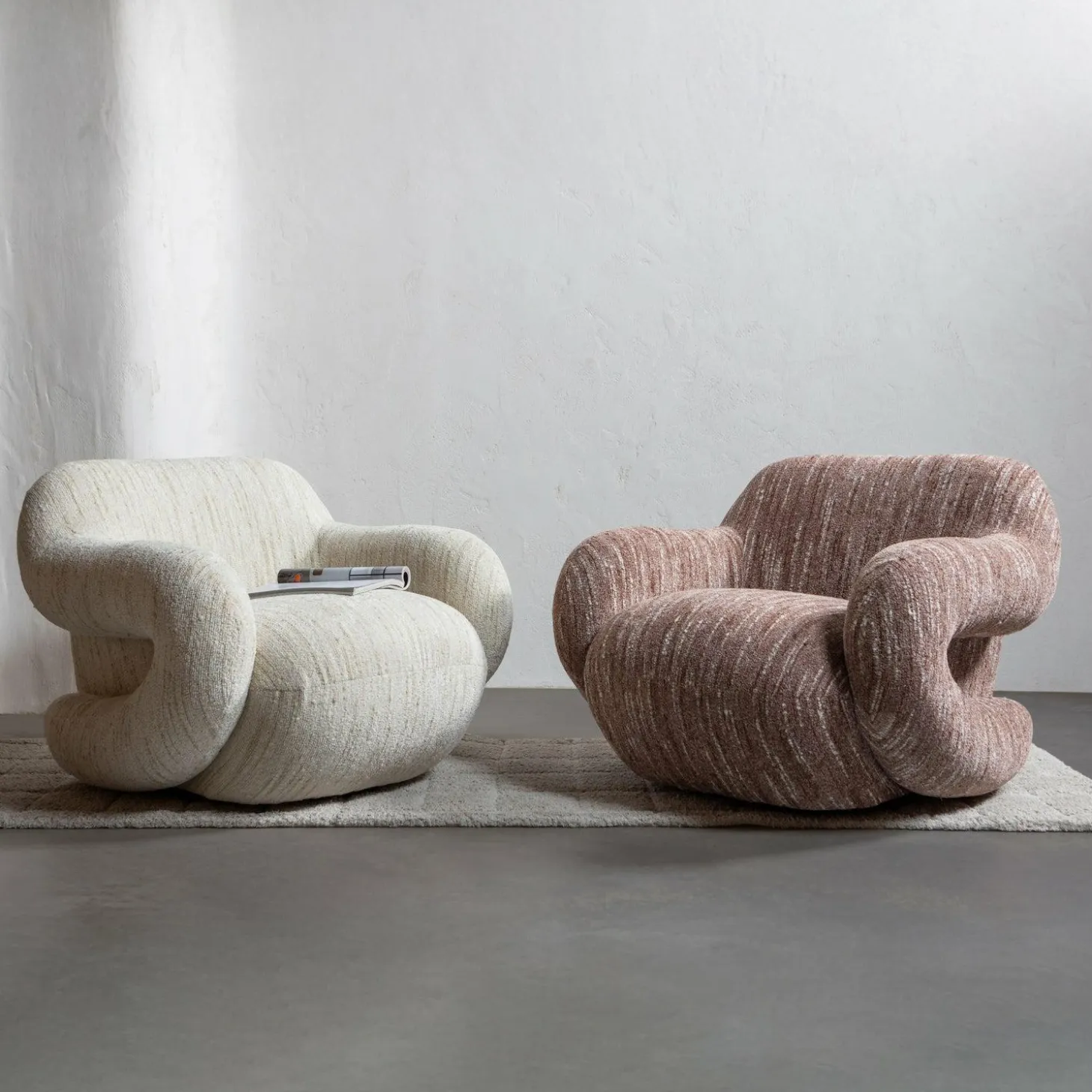 Draaifauteuil Folke Chenille - Naturel - Loft24.nl