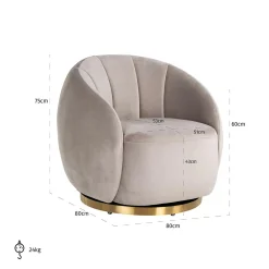 Draaifauteuil Jago Velvet - Khaki - Loft24.nl