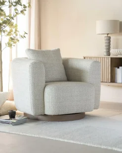 Draaifauteuil Jordan Grove Bouclé - Beige - Loft24.nl