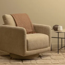 Draaifauteuil Oscar Chenille - Naturel - Loft24.nl