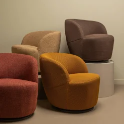 Draaifauteuil Serra Geweven - Curry - Loft24.nl