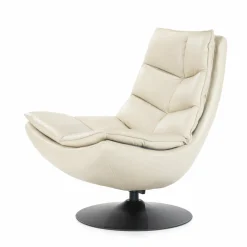 Draaifauteuil Sven Leder - Beige - Loft24.nl