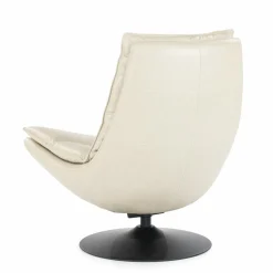 Draaifauteuil Sven Leder - Beige - Loft24.nl