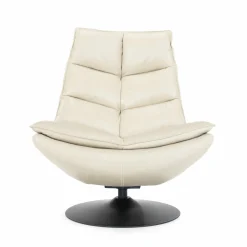 Draaifauteuil Sven Leder - Beige - Loft24.nl