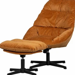 Draaifauteuil Yaro met Hocker - Ginger - Loft24.nl