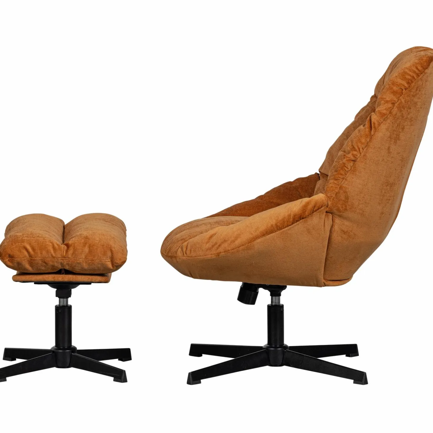 Draaifauteuil Yaro met Hocker - Ginger - Loft24.nl