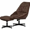 Draaifauteuil Yaro met Hocker - Espresso - Loft24.nl