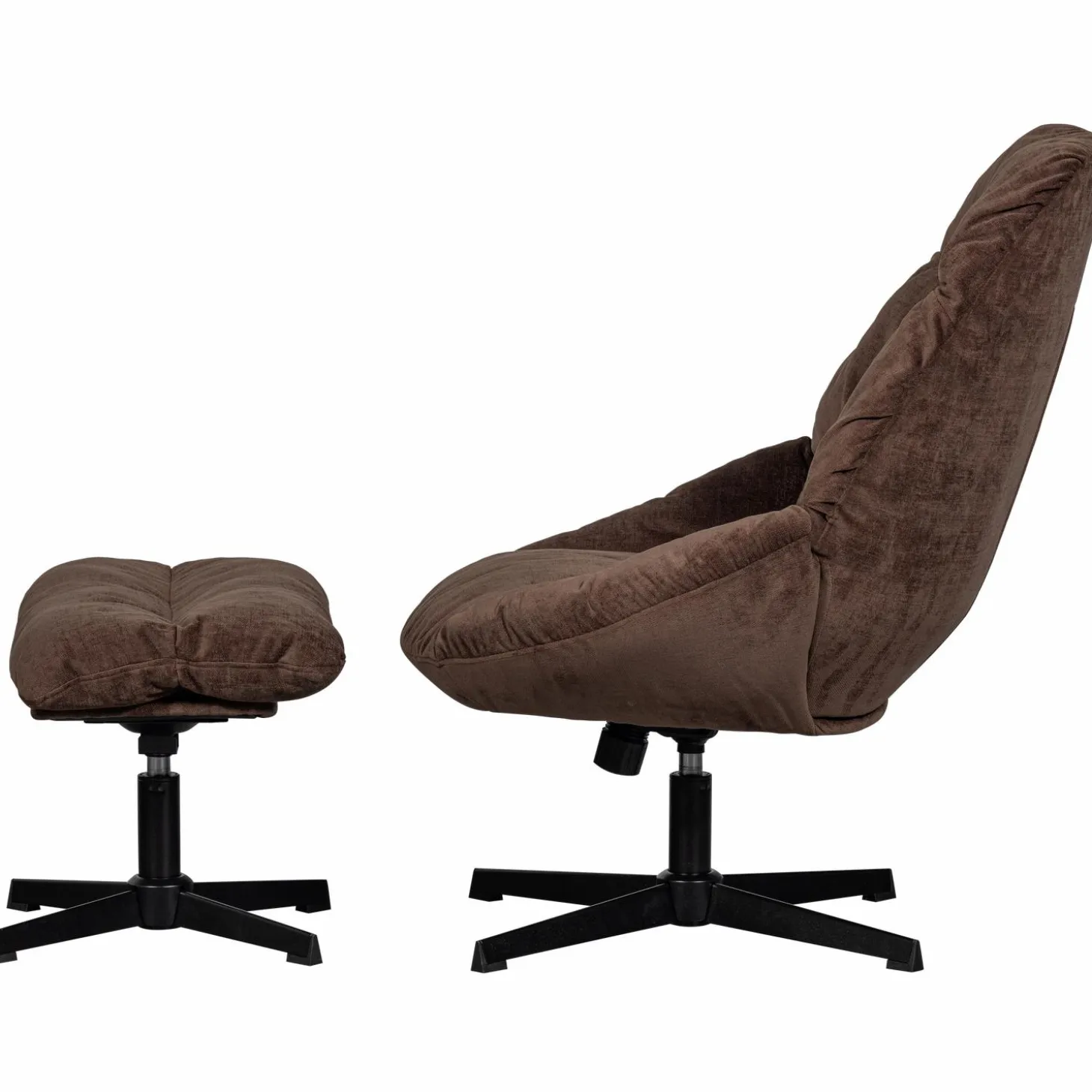 Draaifauteuil Yaro met Hocker - Espresso - Loft24.nl