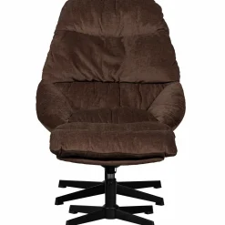 Draaifauteuil Yaro met Hocker - Espresso - Loft24.nl