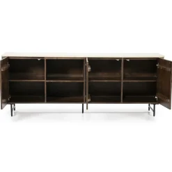 Dressoir Lio Mangohout Travertin 200x41x75cm - bruin - Loft24.nl