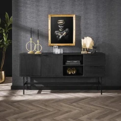 Dressoir Marina Mangohout 170cm - Zwart - Loft24.nl