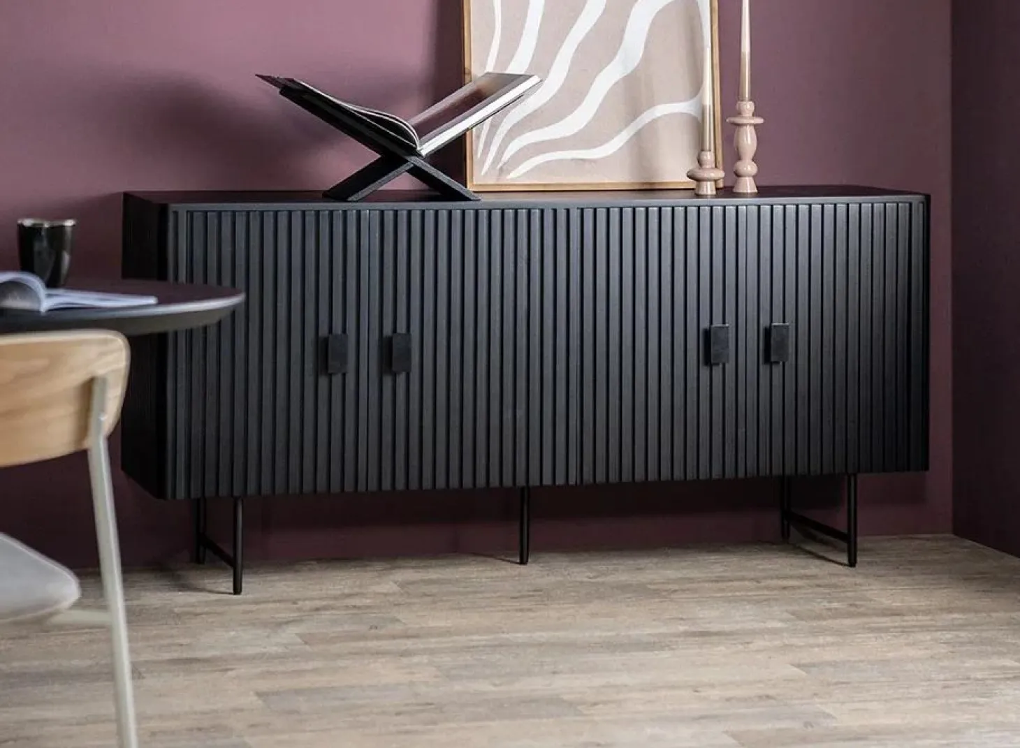 Dressoir Remi Mangohout en Metaal 170cm - Zwart - Loft24.nl