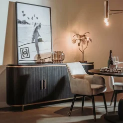 Dressoir Rivello Mangohout Zwart/Goud - 210 cm - Loft24.nl