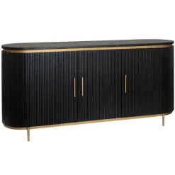 Dressoir Rivello Mangohout Zwart/Goud - 180 cm - Loft24.nl