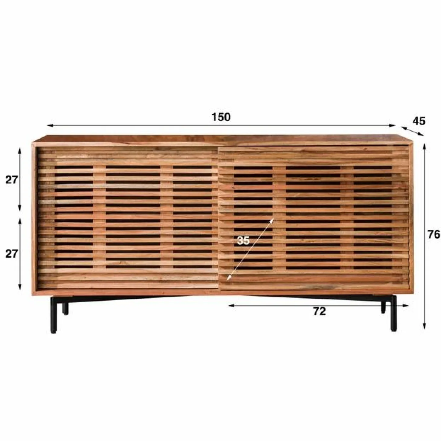 Dressoir Slide Acaciahout 150cm - Naturel - Loft24.nl