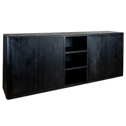 Dressoir Tenna Mangohout Zwart - 220 cm - Loft24.nl
