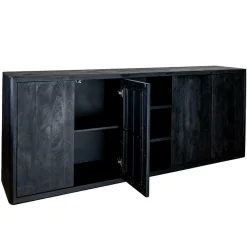 Dressoir Tenna Mangohout Zwart - 220 cm - Loft24.nl