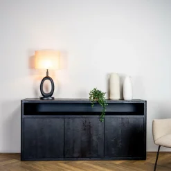 Dressoir Tenna Mangohout Zwart - 180 cm - Loft24.nl