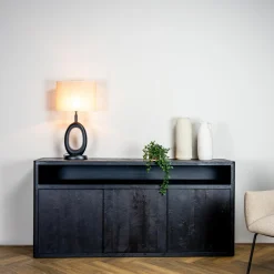 Dressoir Tenna Mangohout Zwart - 180 cm - Loft24.nl