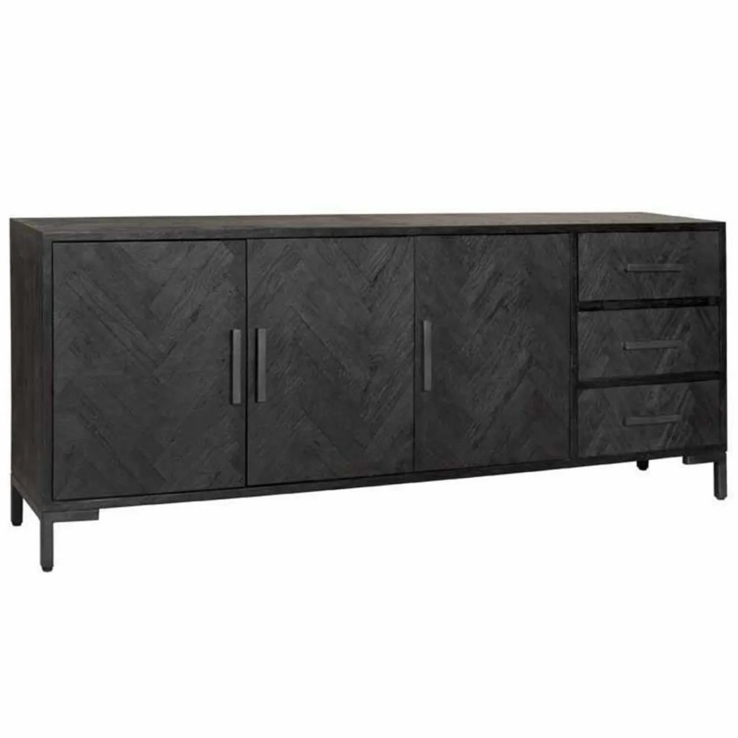 Dressoir Ziano Visgraat Zwart - 220 cm - Loft24.nl