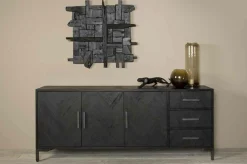 Dressoir Ziano Visgraat Zwart - 220 cm - Loft24.nl