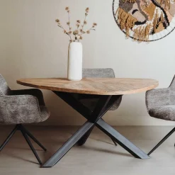 Driehoekige Eettafel Trivero Mangohout - Naturel - Loft24.nl
