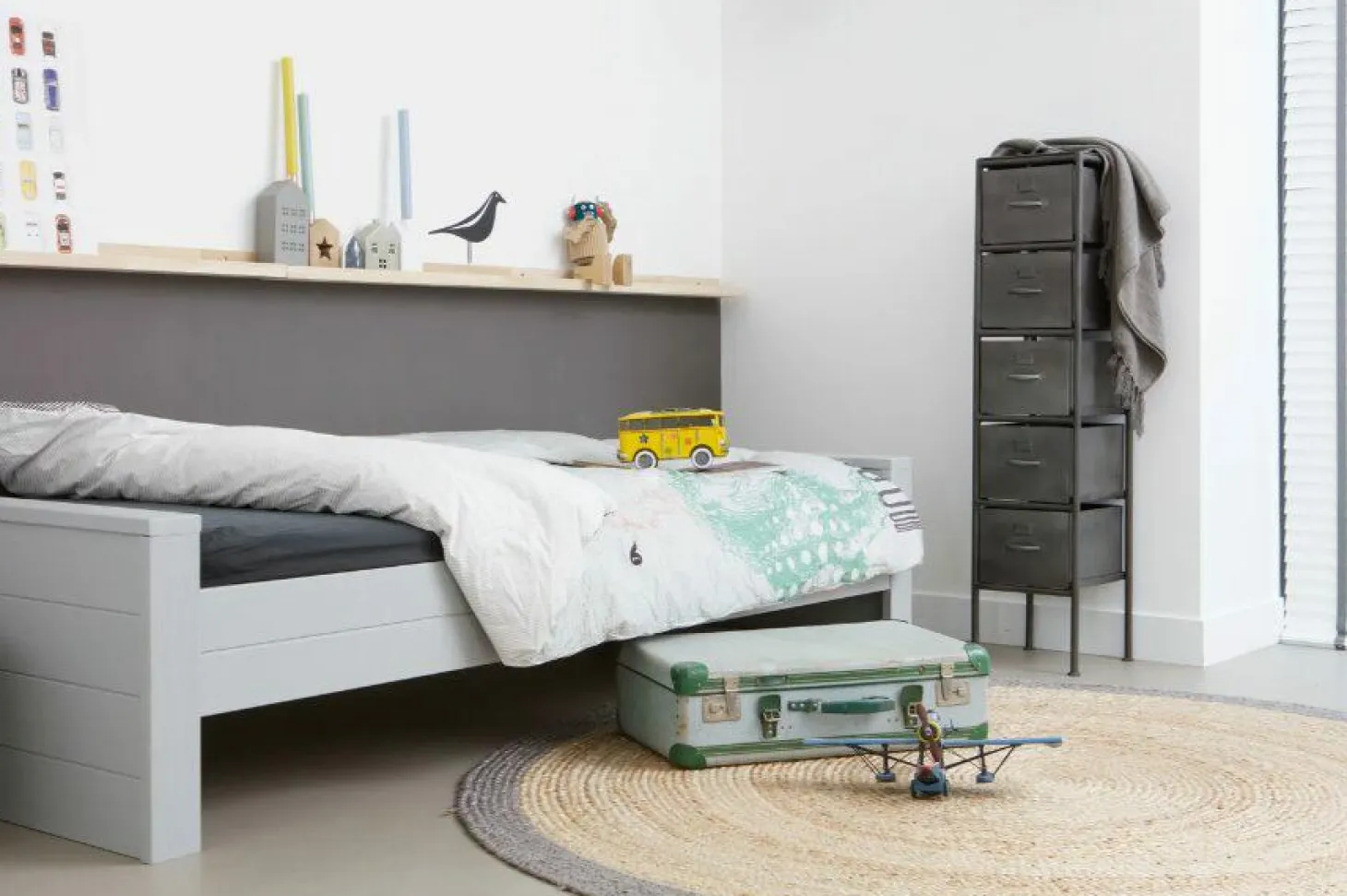 Eenpersoonsbed Dennis - Betongrijs - Loft24.nl