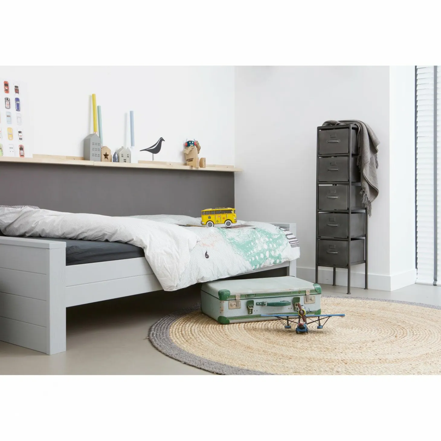 Eenpersoonsbed Dennis - Betongrijs - Loft24.nl