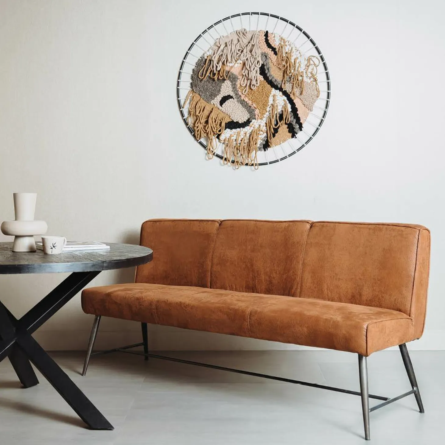 Eetkamerbank Belmonte 155 cm - Cognac - Loft24.nl