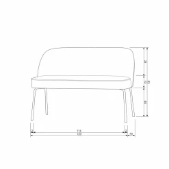 Eetkamerbank Vogue Velvet, 120cm - Pistache - Loft24.nl