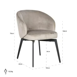 Eetkamerstoel Amphara Velvet kleur Khaki - Loft24.nl