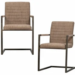 Eetkamerstoel Bas Geweven stof - Bruin - Loft24.nl