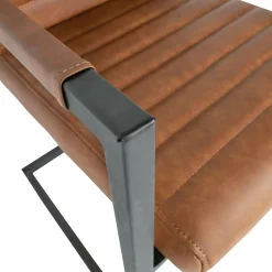 Eetkamerstoel Bas Lederlook - Cognac - Loft24.nl