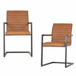 Eetkamerstoel Bas Lederlook - Cognac - Loft24.nl