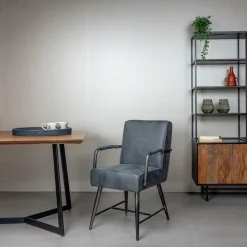 Eetkamerstoel Belmonte met armleuning - Grijs - Loft24.nl