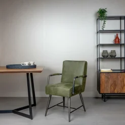 Eetkamerstoel Belmonte met armleuning - Groen - Loft24.nl