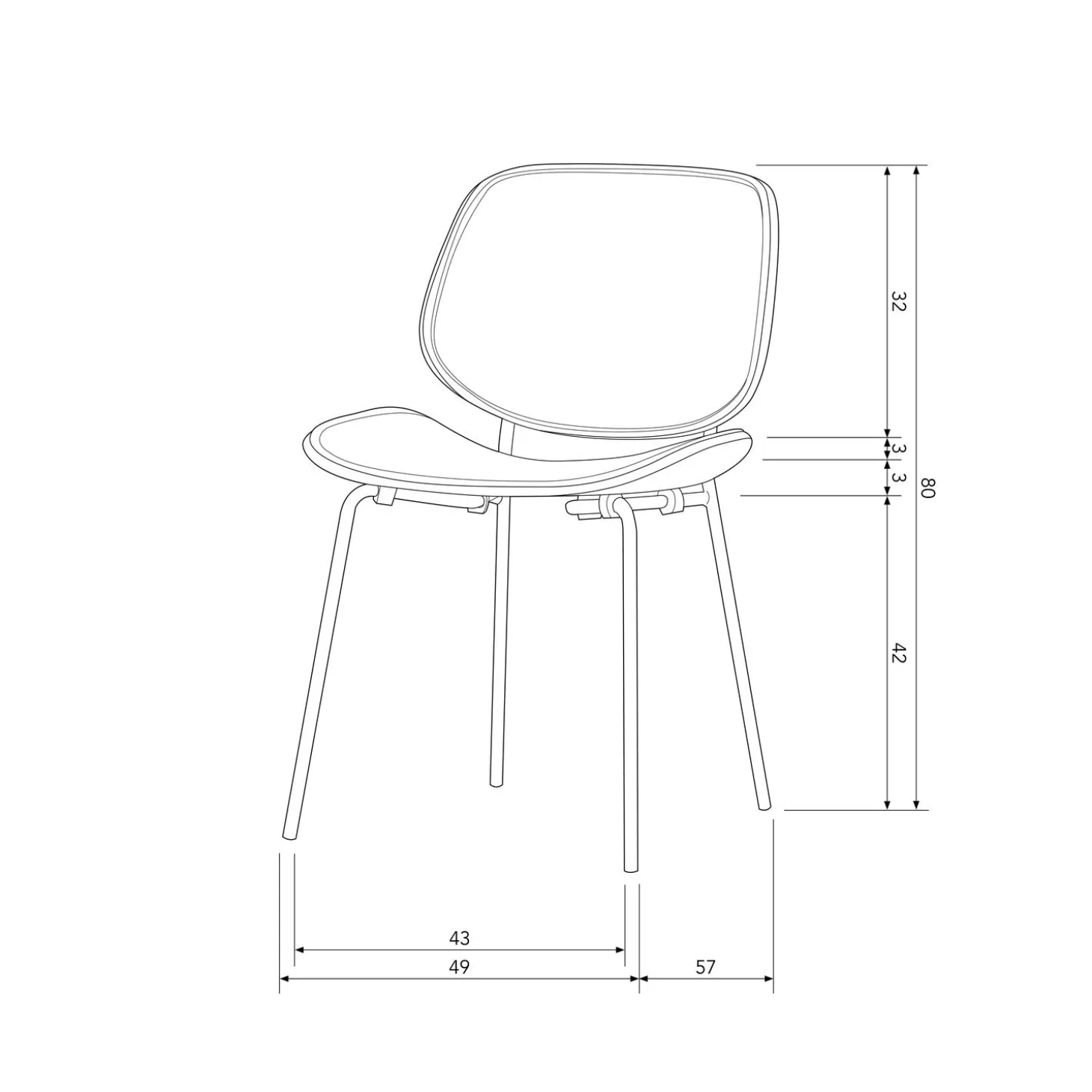 Eetkamerstoel Close Lederlook en Hout - Loft24.nl