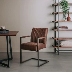 Eetkamerstoel Ferro met armleuning - Donkerbruin - Loft24.nl