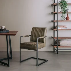 Eetkamerstoel Ferro met armleuning - Groen - Loft24.nl